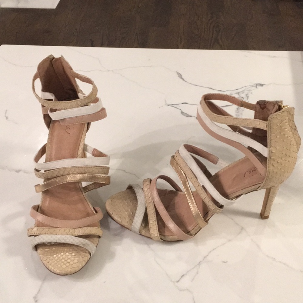 Joie Beige Crocodile Heels